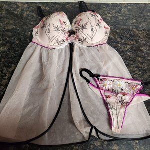 Victoria's Secret Babydoll Lingerie Set 34D/Small